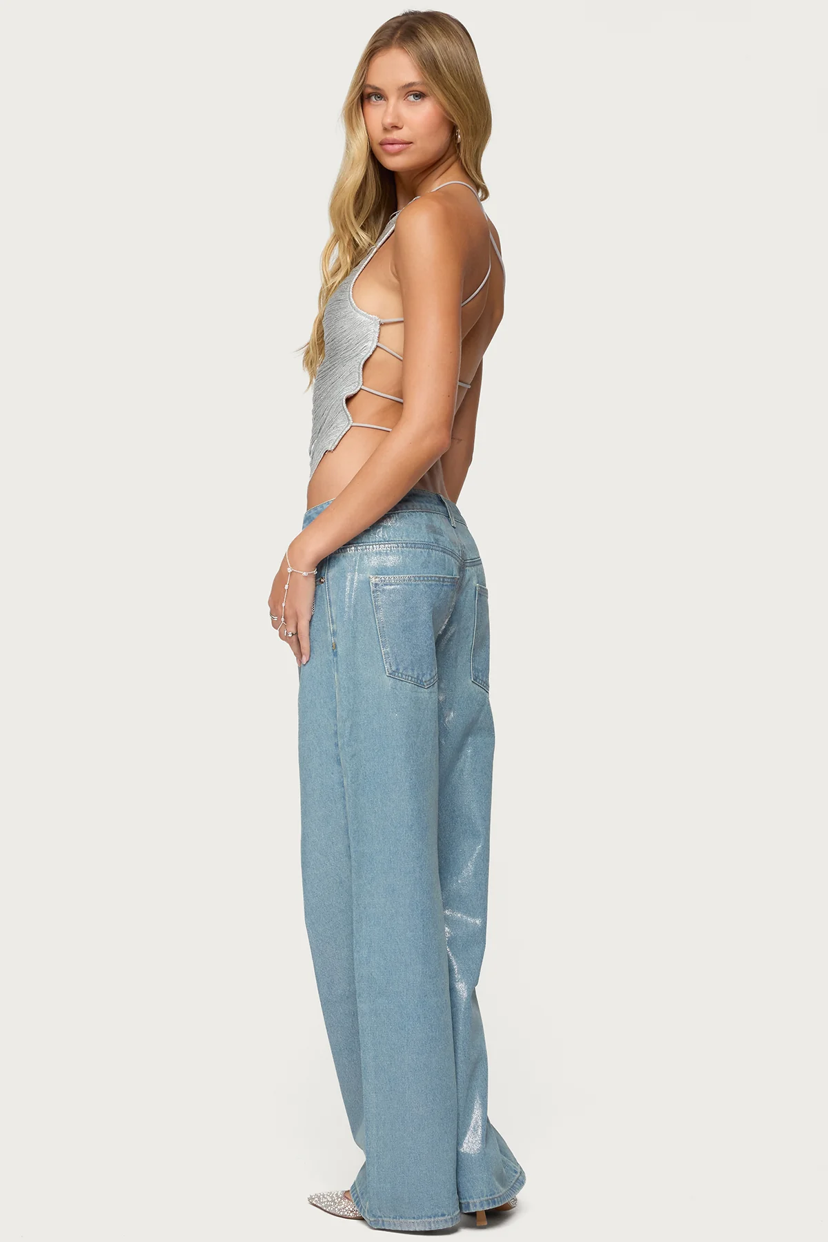 Kalana Crisscross Backless Fringed Top - Image 6