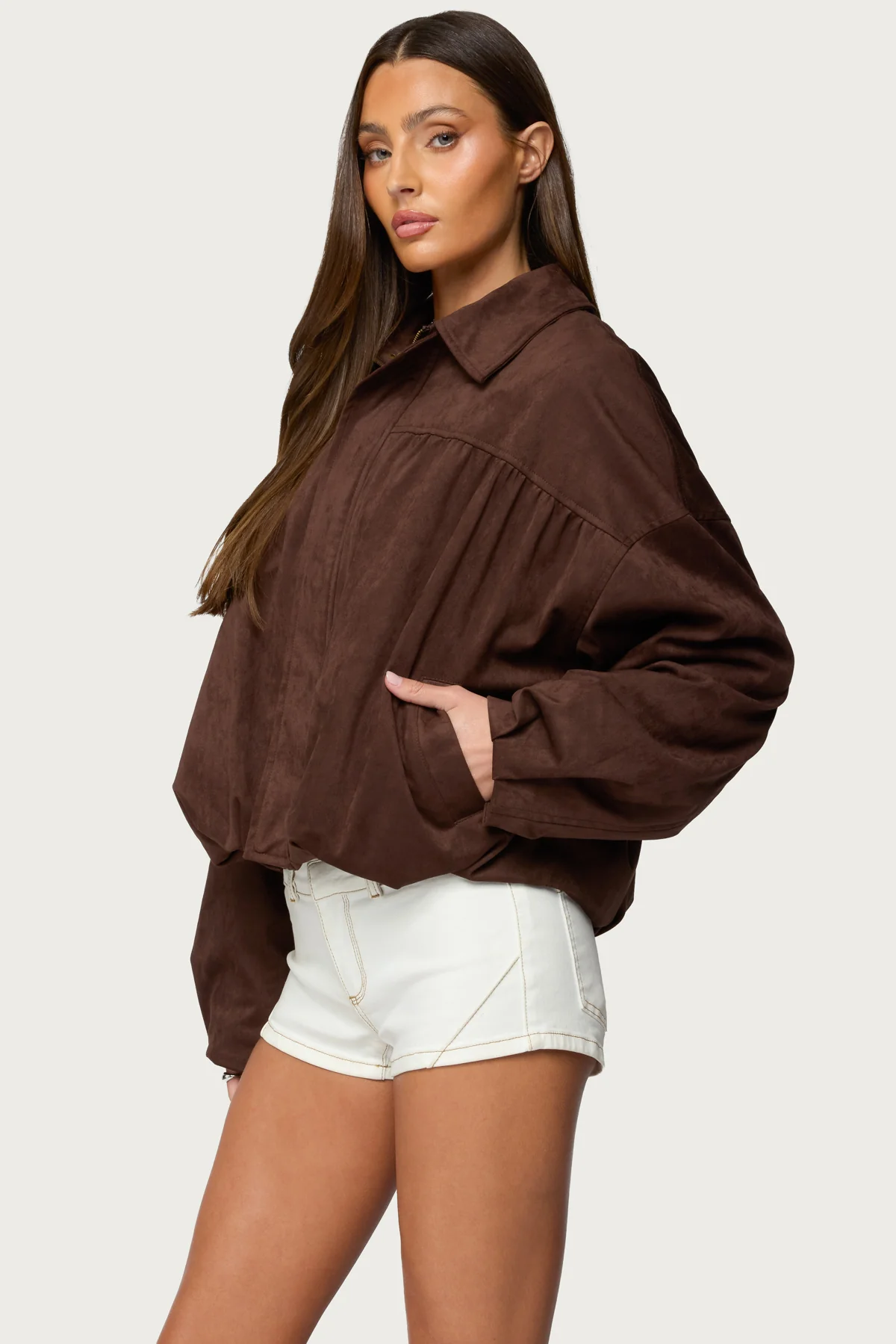 Alberta Faux Suede Bubble Jacket - Image 3