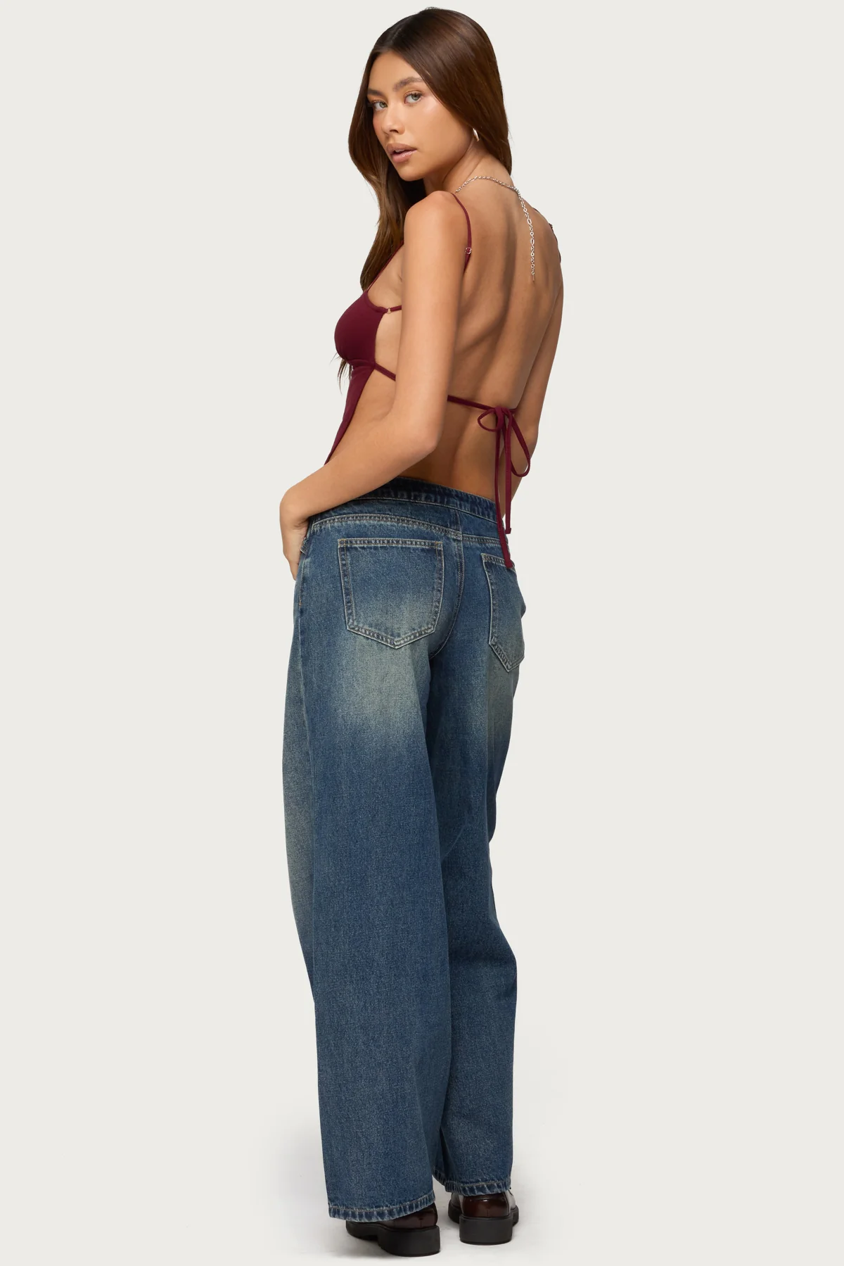 Niah Lace Up Low Rise Baggy Jeans - Image 5