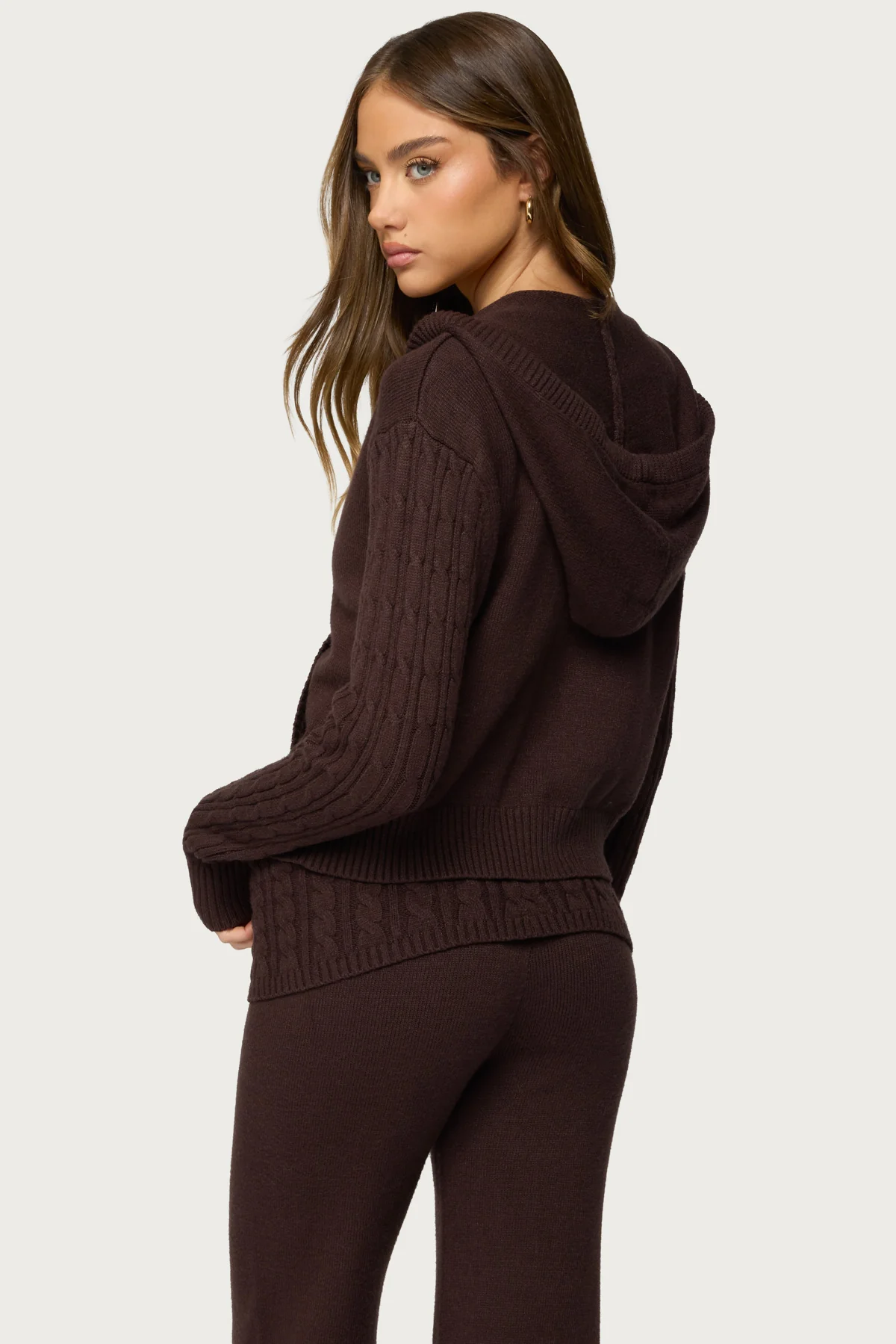 Lula Cable Knit Zip Up Hoodie - Image 4