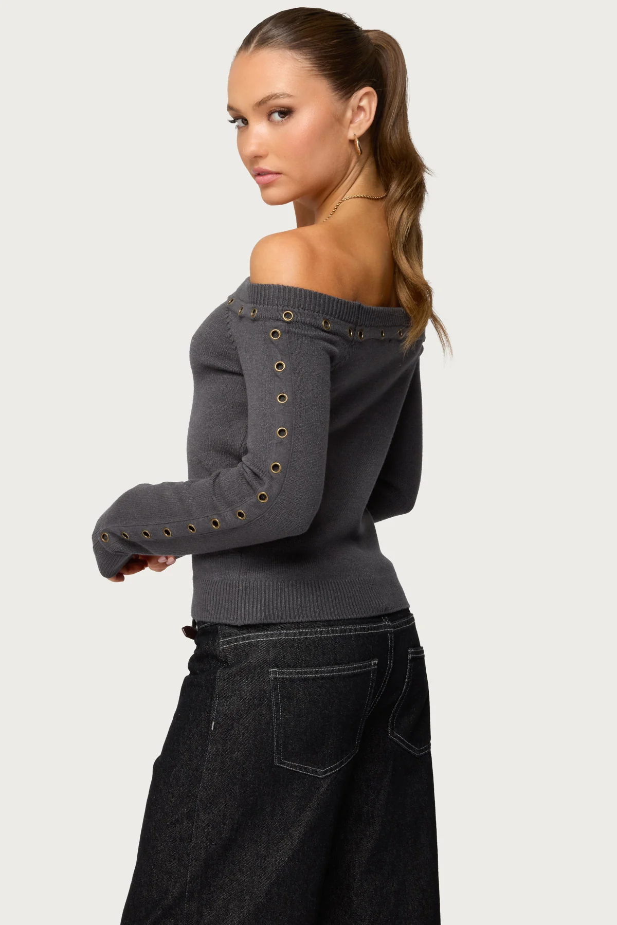 Morgen Grommet Off Shoulder Knit Top - Image 5