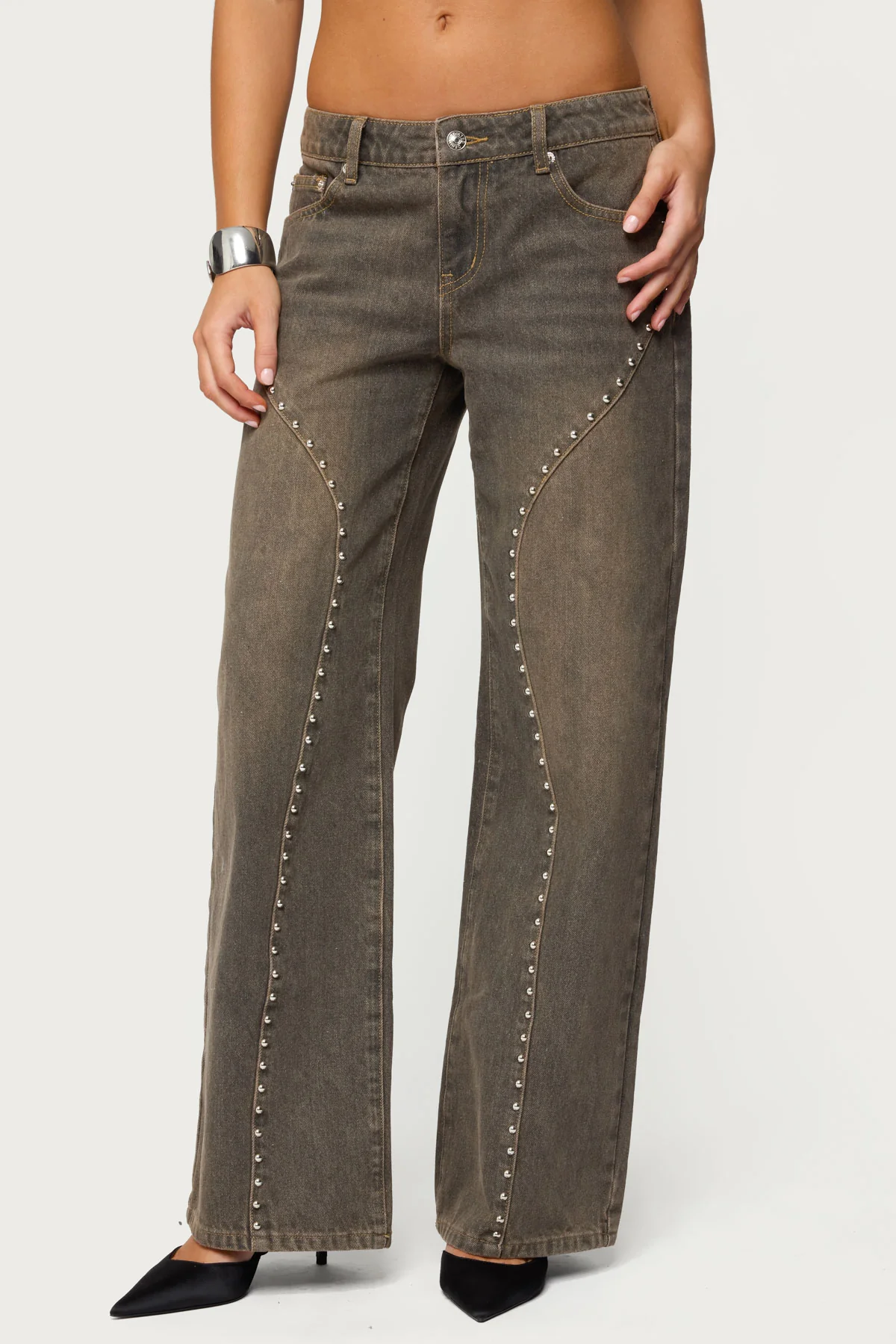 Charliza Stud Low Rise Baggy Jeans - Image 2
