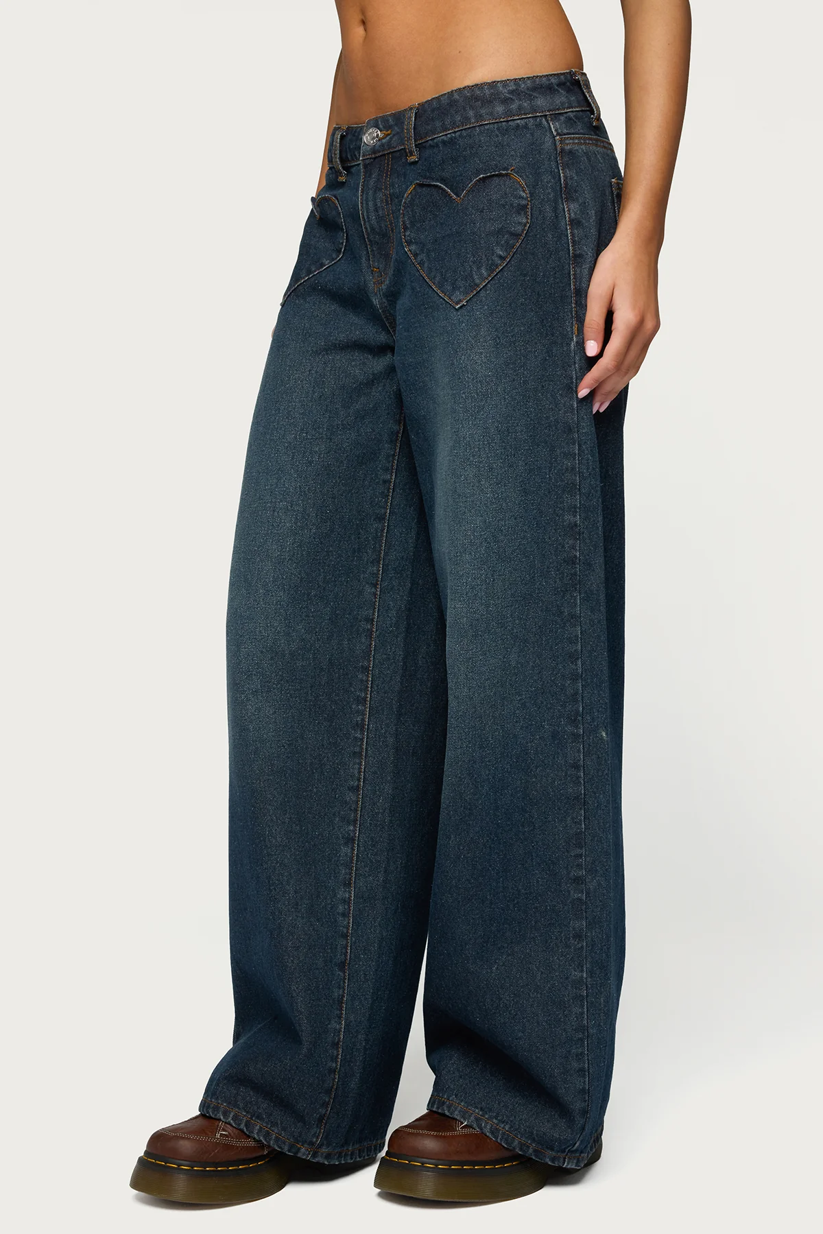 Heart Pockets Low Rise Baggy Jeans - Image 3