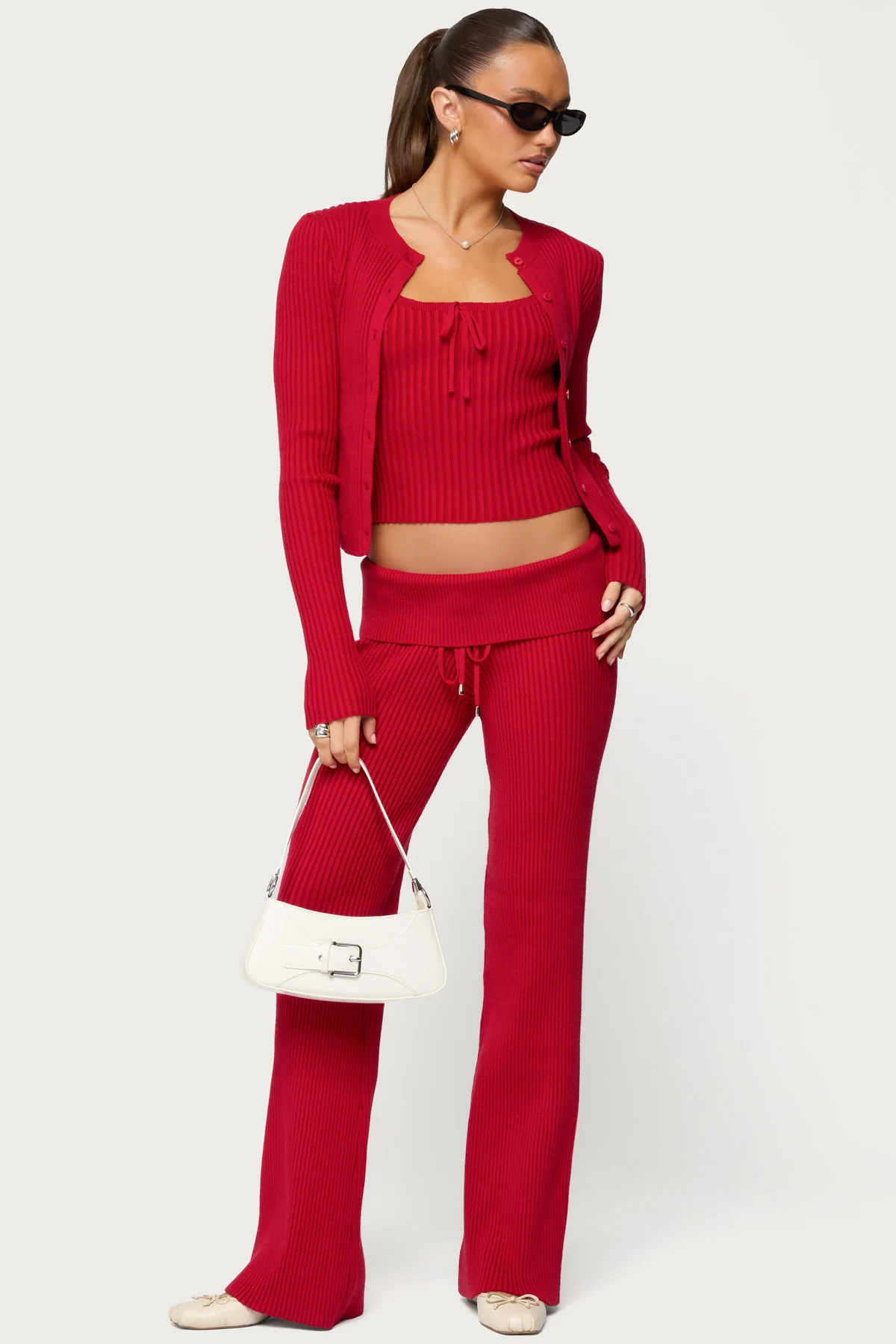 Adannah Tie Ribbed Knit Tank Top - Image 2