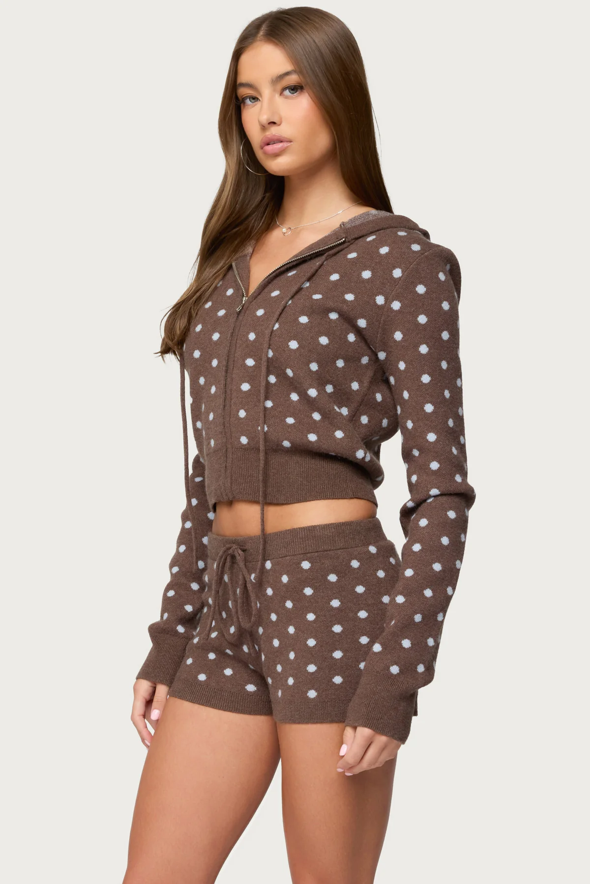 Kenny Polka Dot Knit Zip Up Hooded Cardigan - Image 3