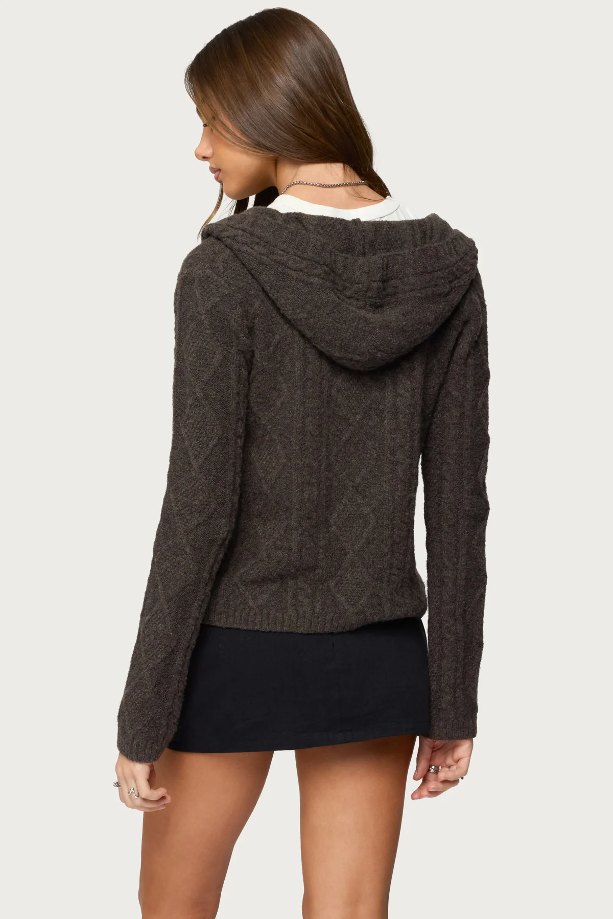 Jayla Hooded Cable Knit Cardigan - Image 4