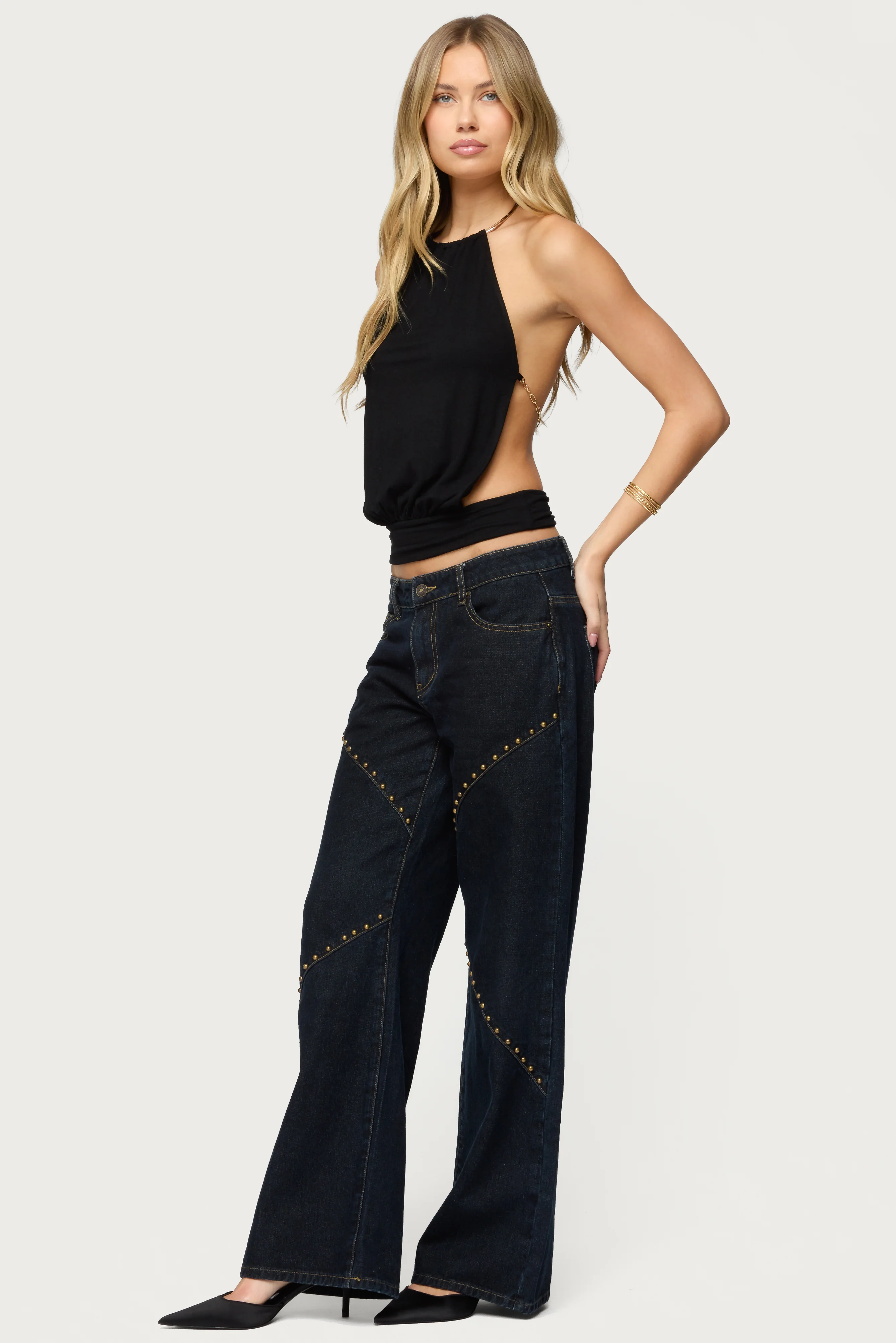 Charla Stud Low Rise Baggy Jeans - Image 3