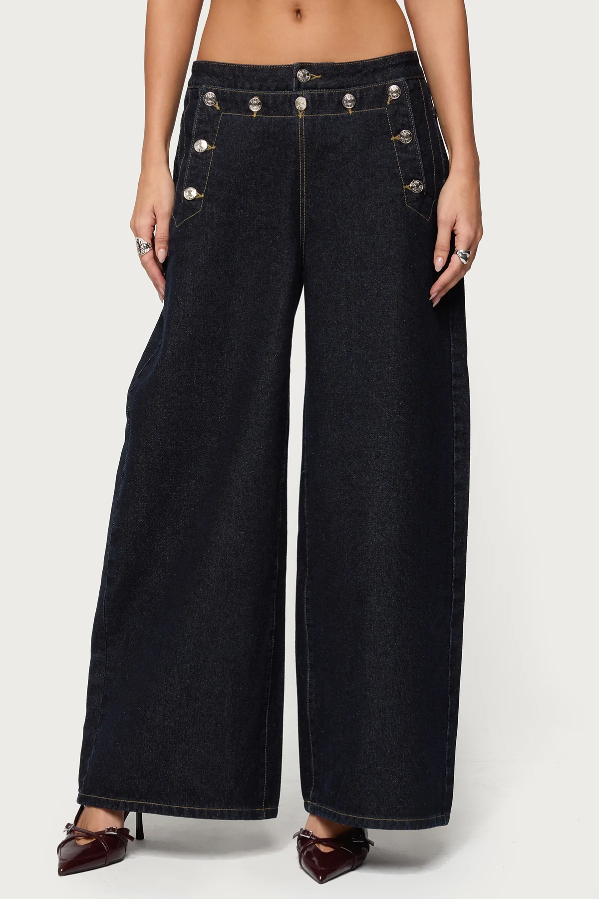 Frida Buttoned Low Rise Baggy Jeans - Image 2