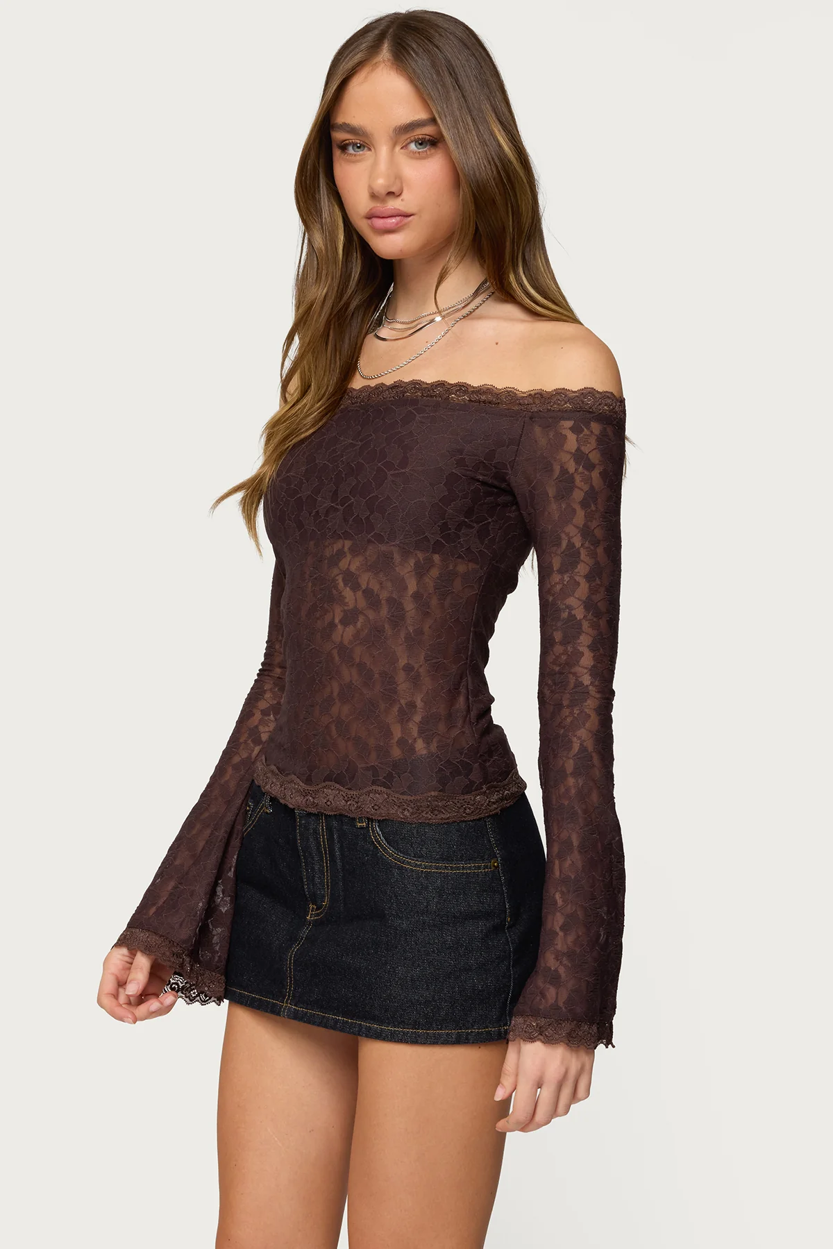 Built In Bra Off Shoulder Lace Top - Image 3