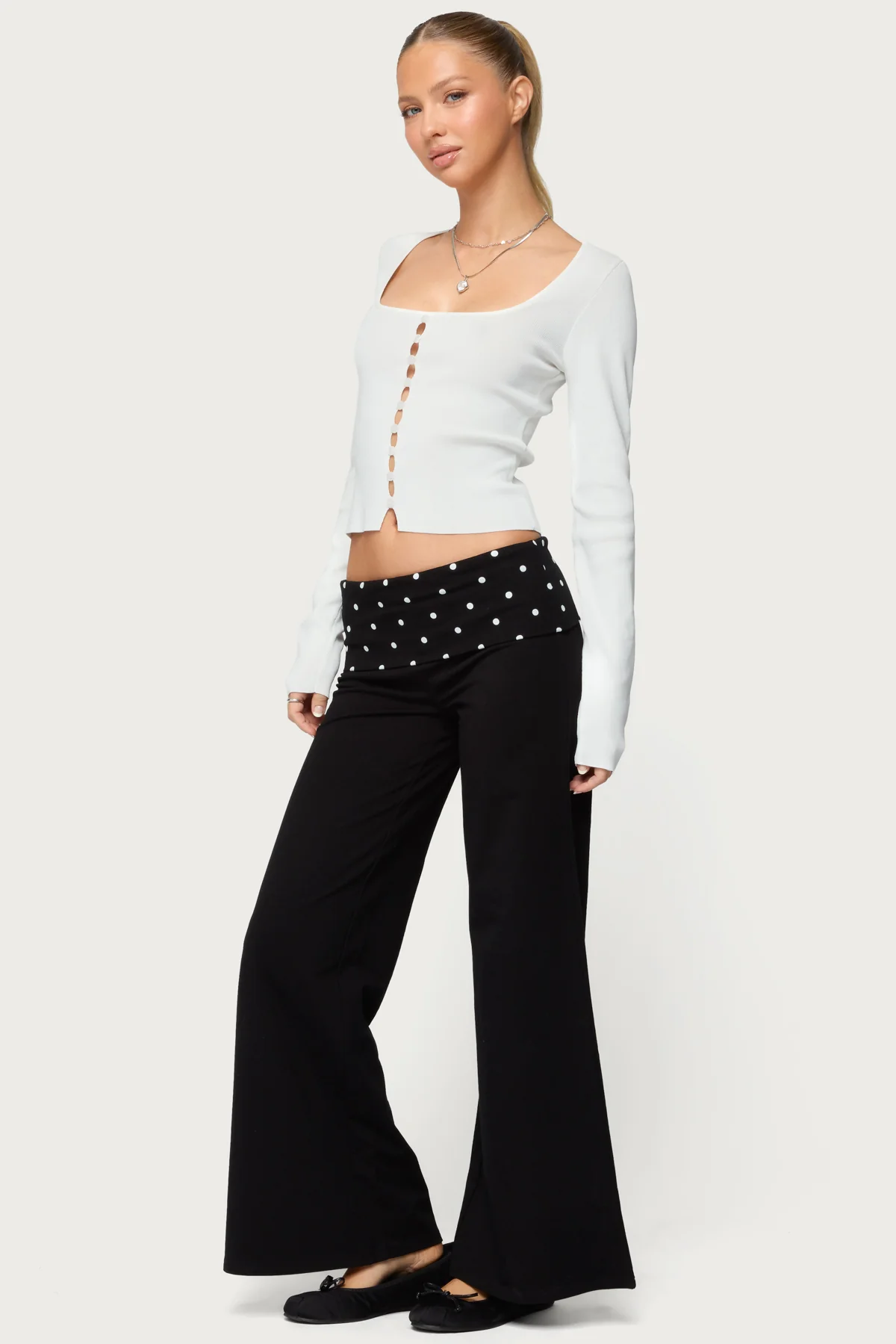 Deane Button Cutout Square Neck Top - Image 4