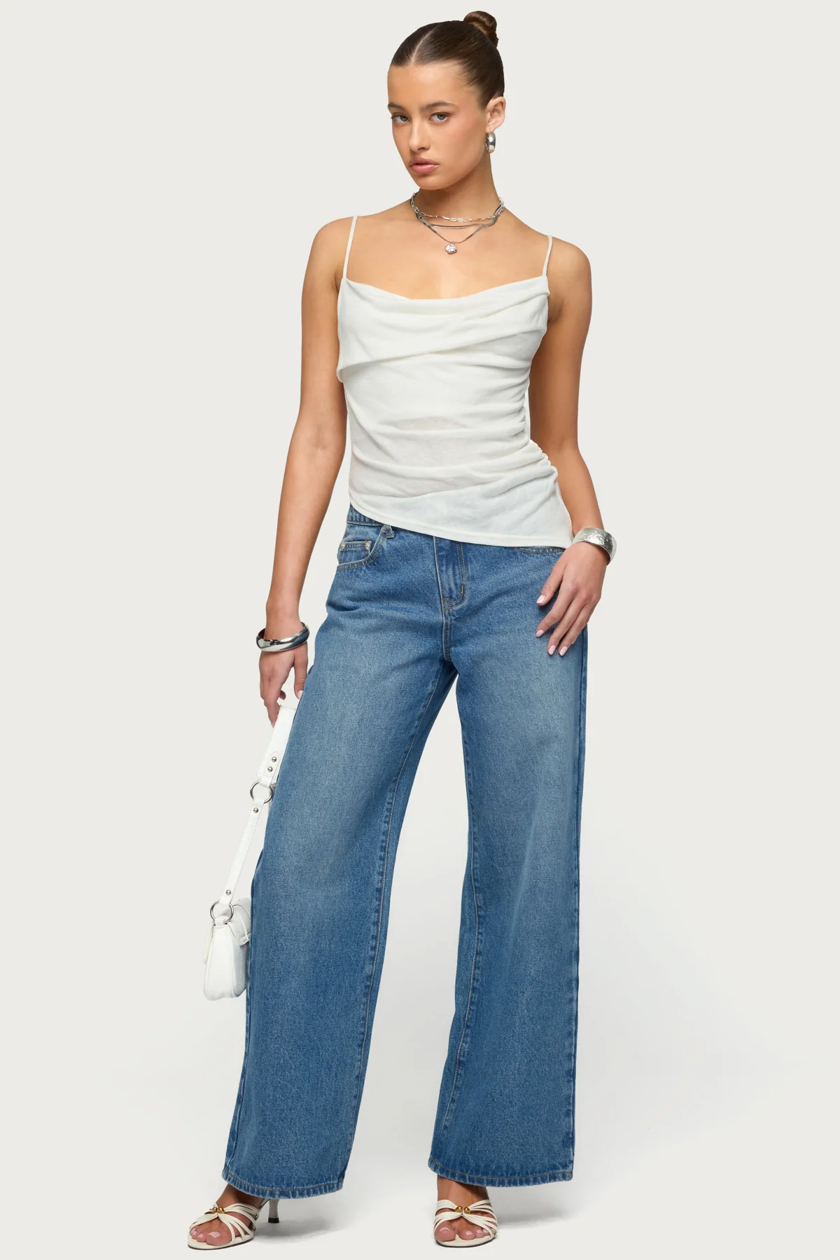 Asymmetric Cowl Neck Tank Top - Image 2