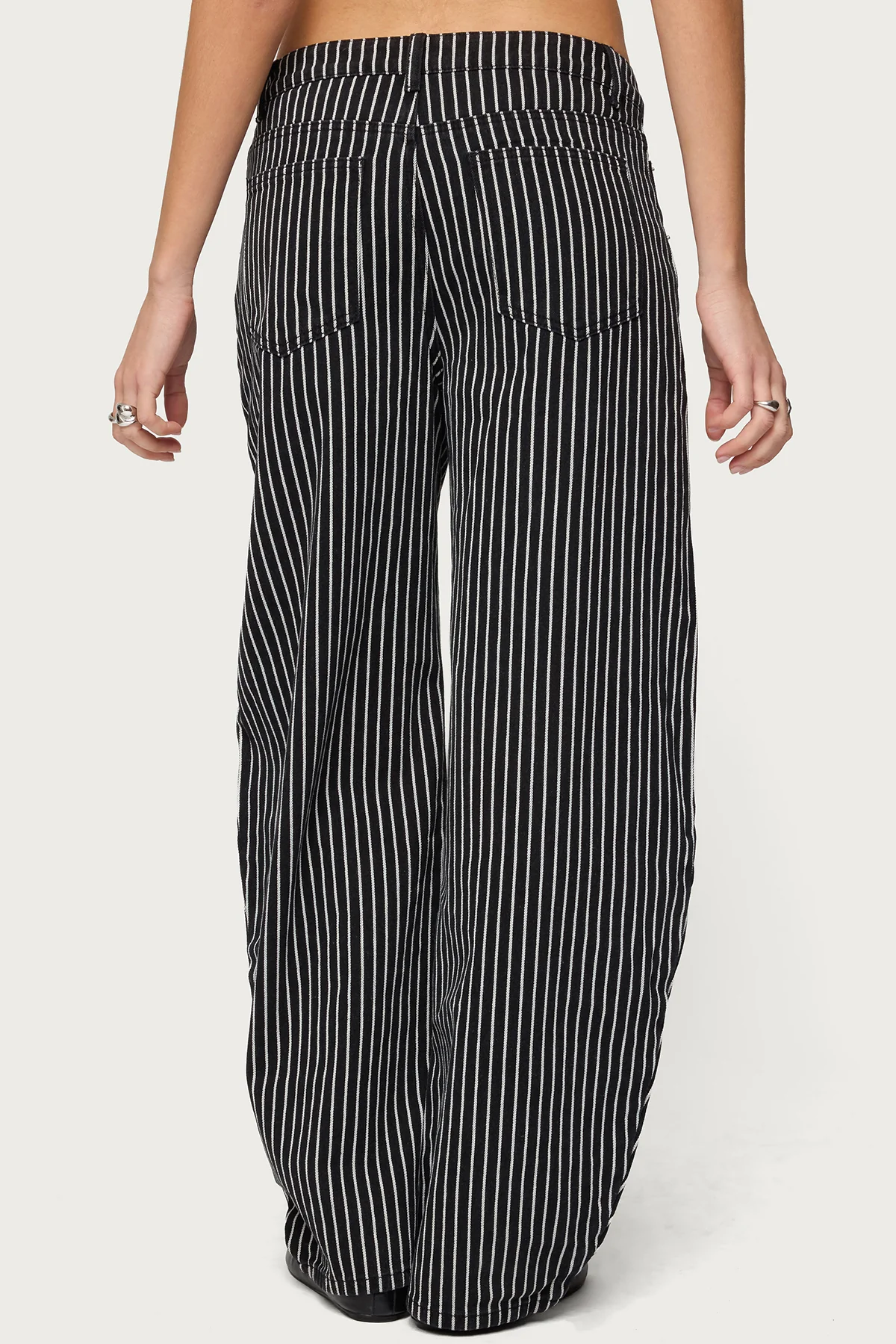 Pinstripe Low Rise Barrel Leg Jeans - Image 4