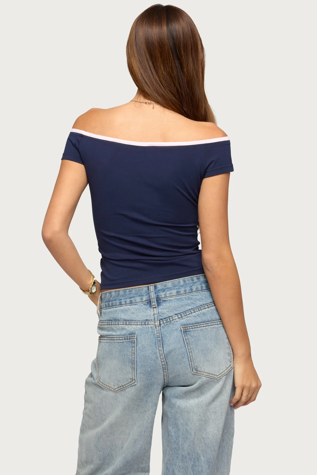 Dellah Contrast Off Shoulder Top - Image 4