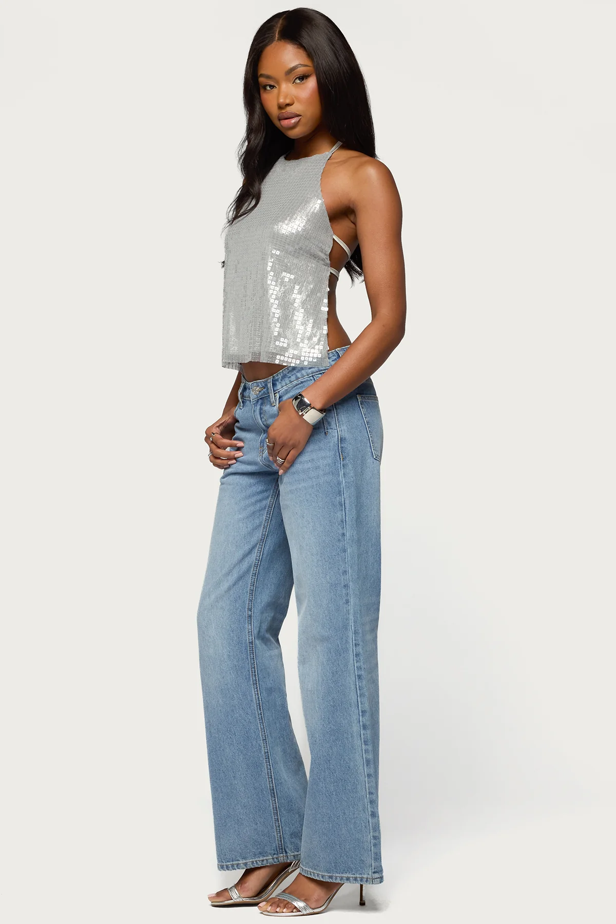 Itara Sequin Backless Halter Top - Image 4