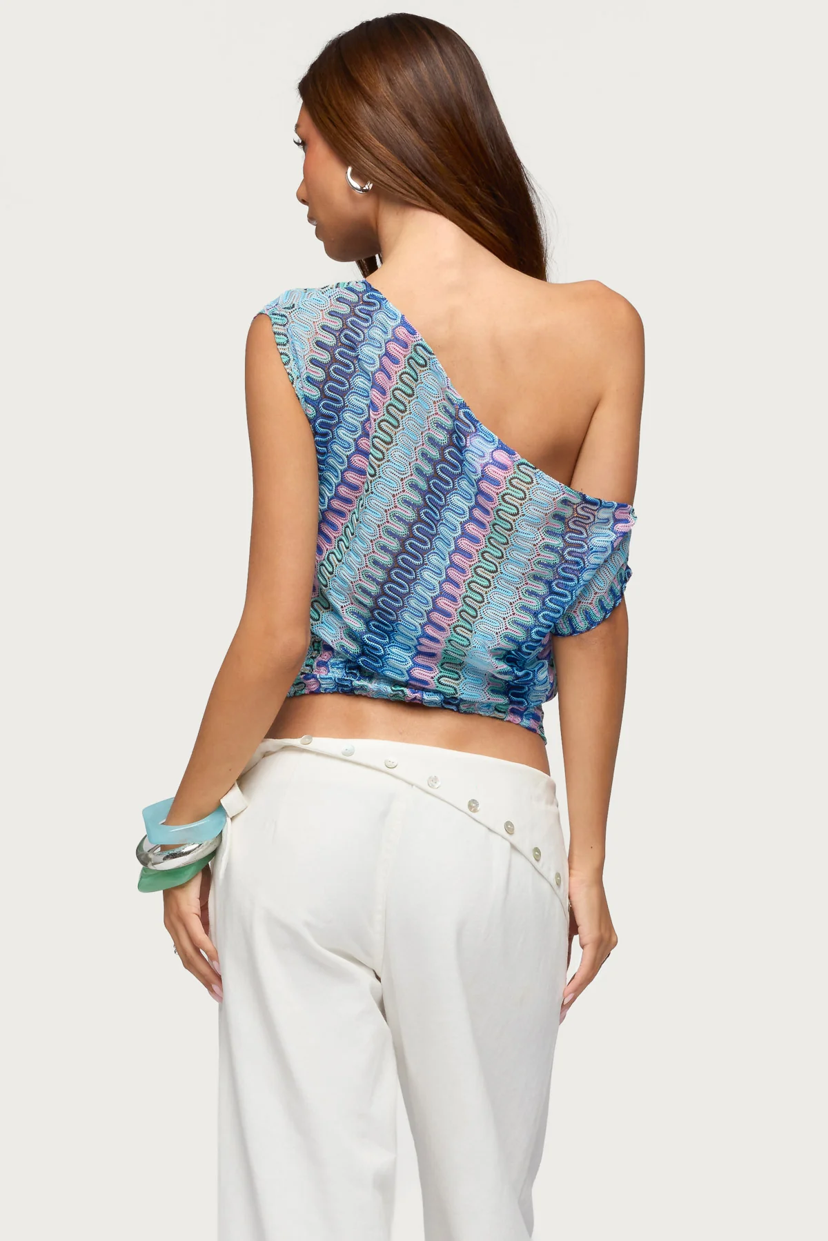 Taniya Off Shoulder Zigzag Crochet Top - Image 4