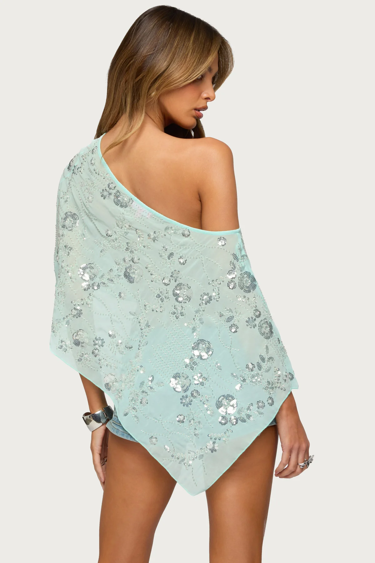 Triana Bead & Sequin Chiffon Poncho - Image 5