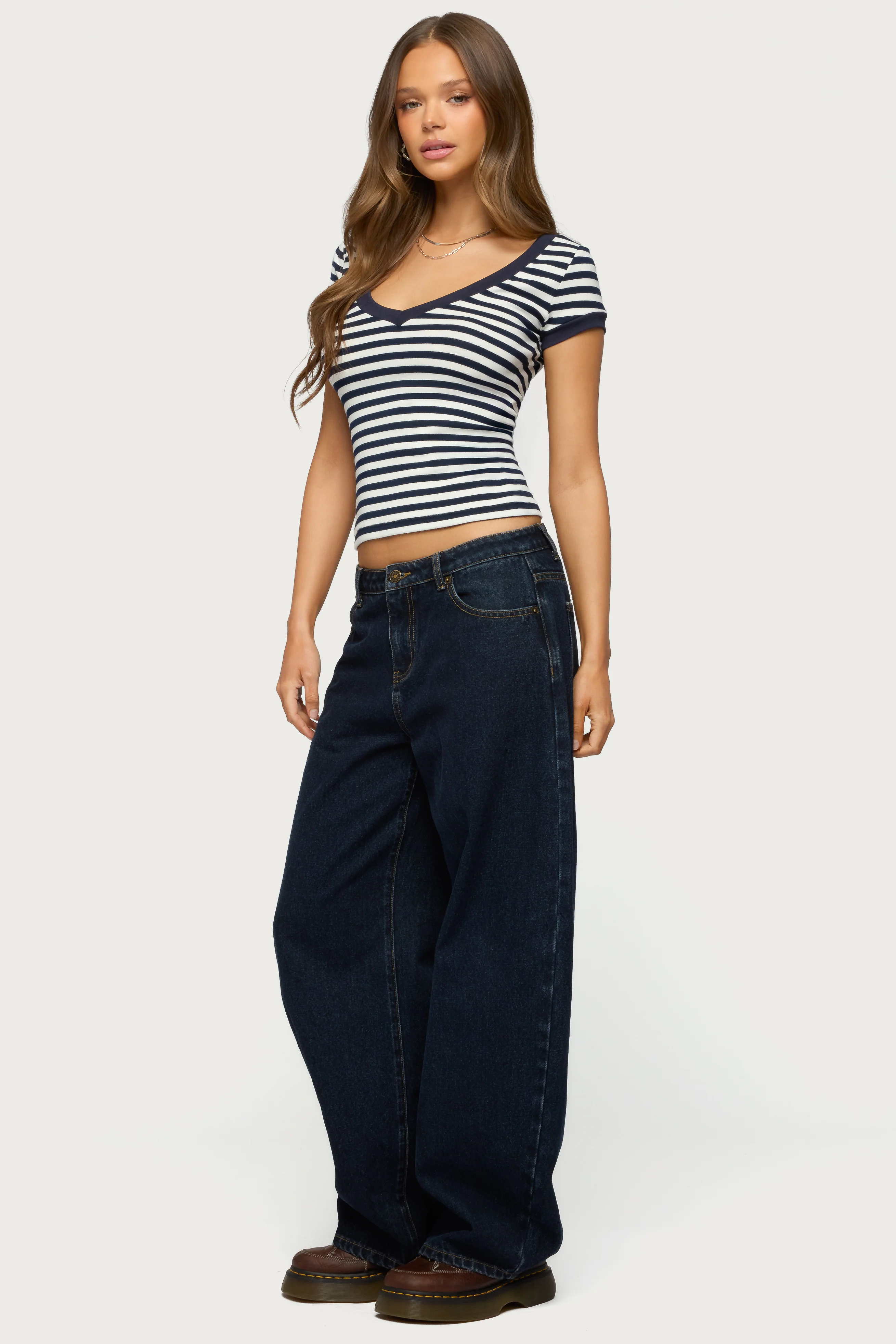 Antonela Striped V Neck T Shirt - Image 4