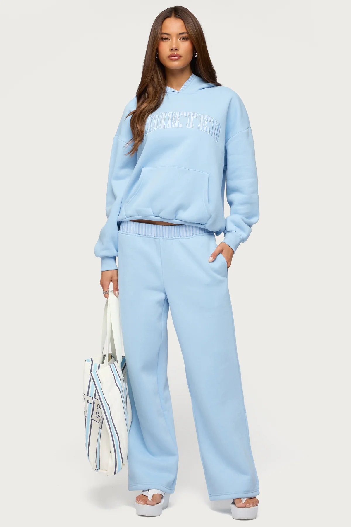 Edikted Core Stripey Wide Leg Sweatpants - Image 6
