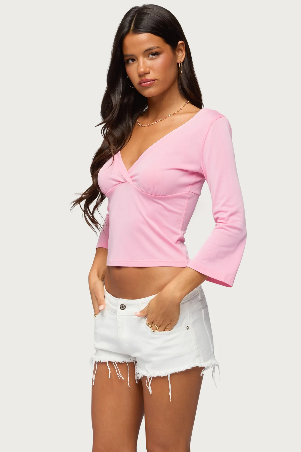 Mar V Neck Quarter Sleeve Top - Image 3