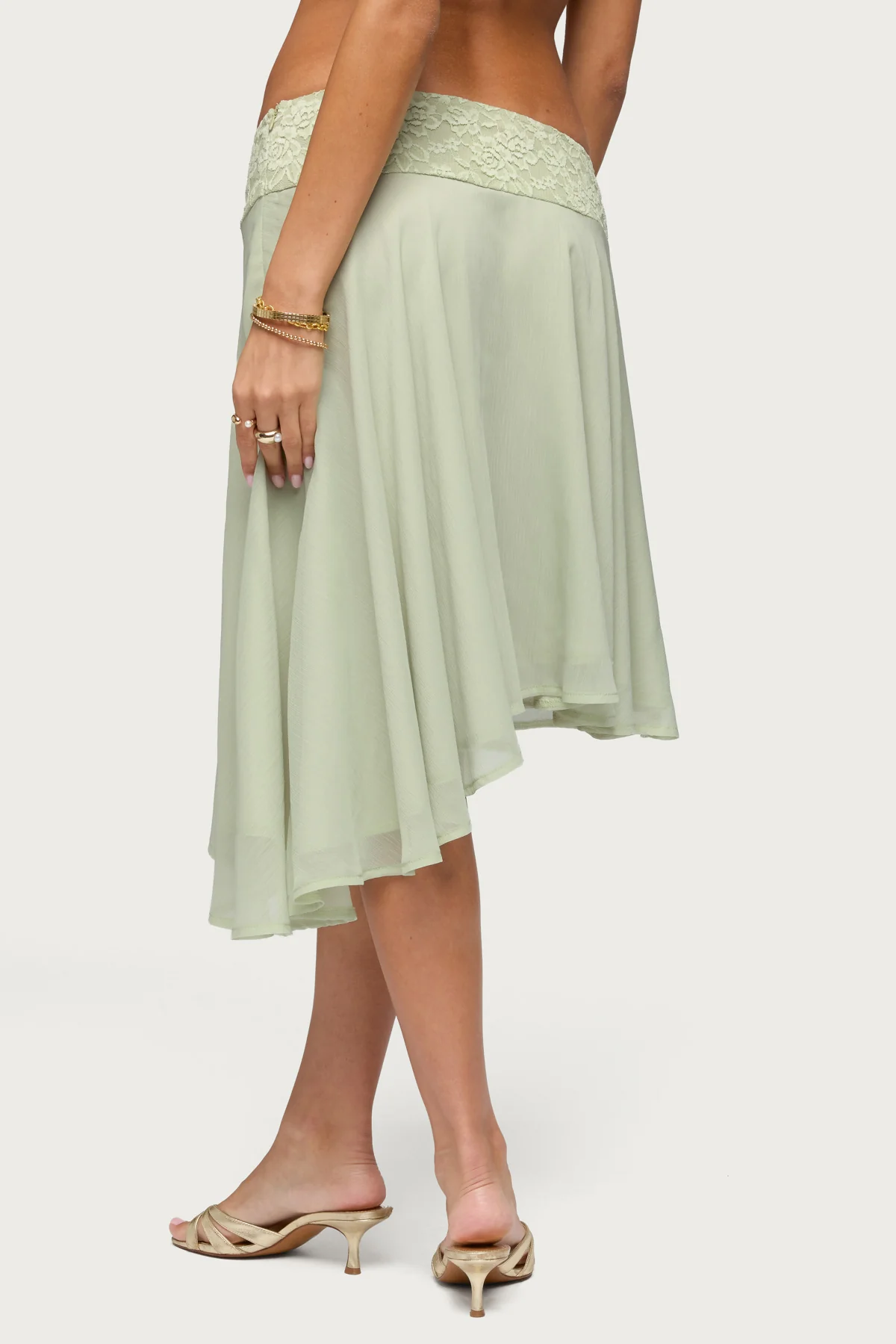Evia Lacey Asymmetric Midi Skirt - Image 4