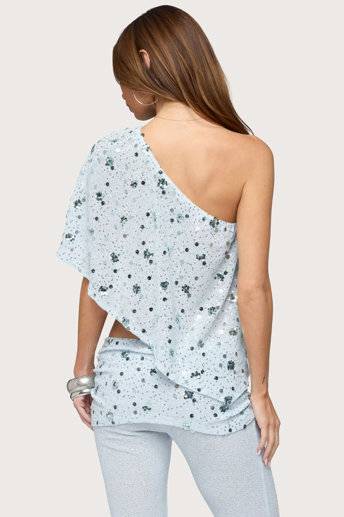 Zephyra Bead & Sequin One Shoulder Poncho - Image 6