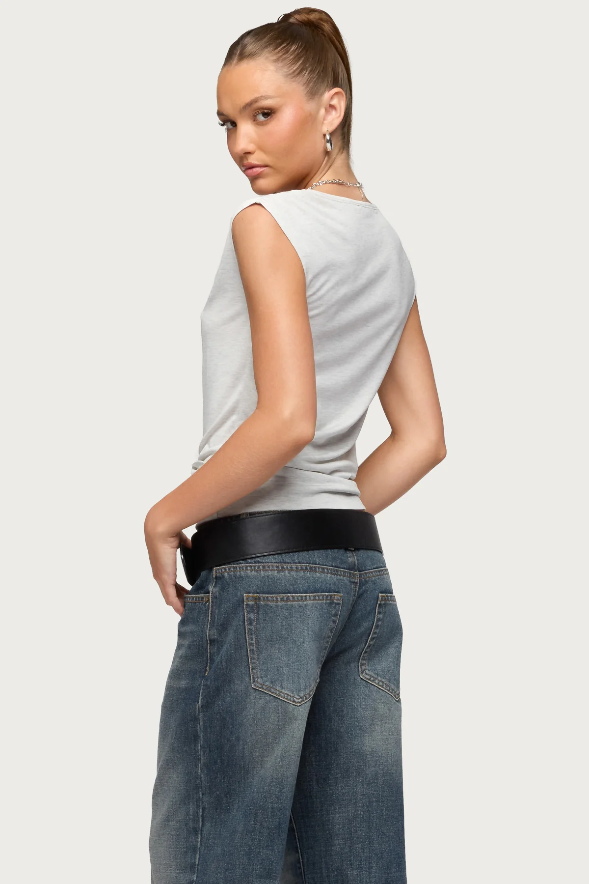 Tie Front V Neck Wrap Top - Image 4