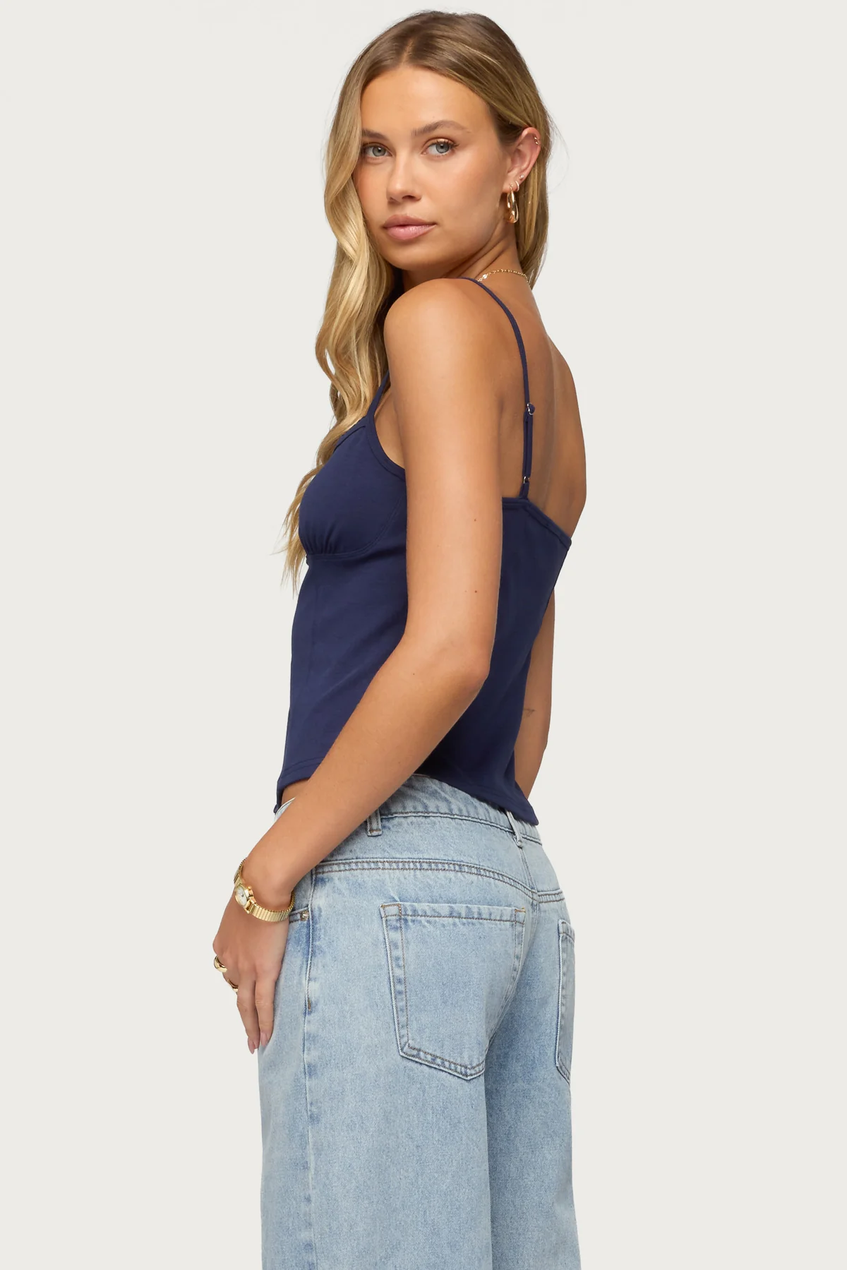 Delia Sweetheart Button Up Tank Top - Image 4