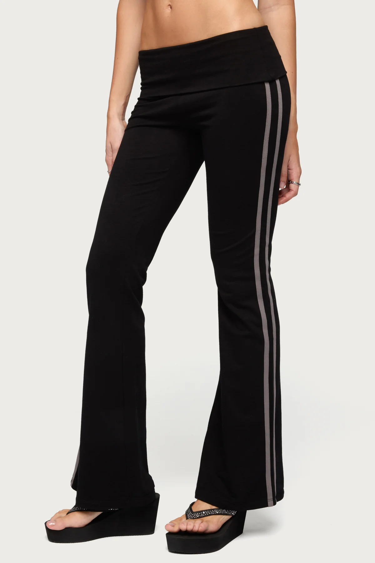 Charly Foldover Stripey Flared Pants - Image 4