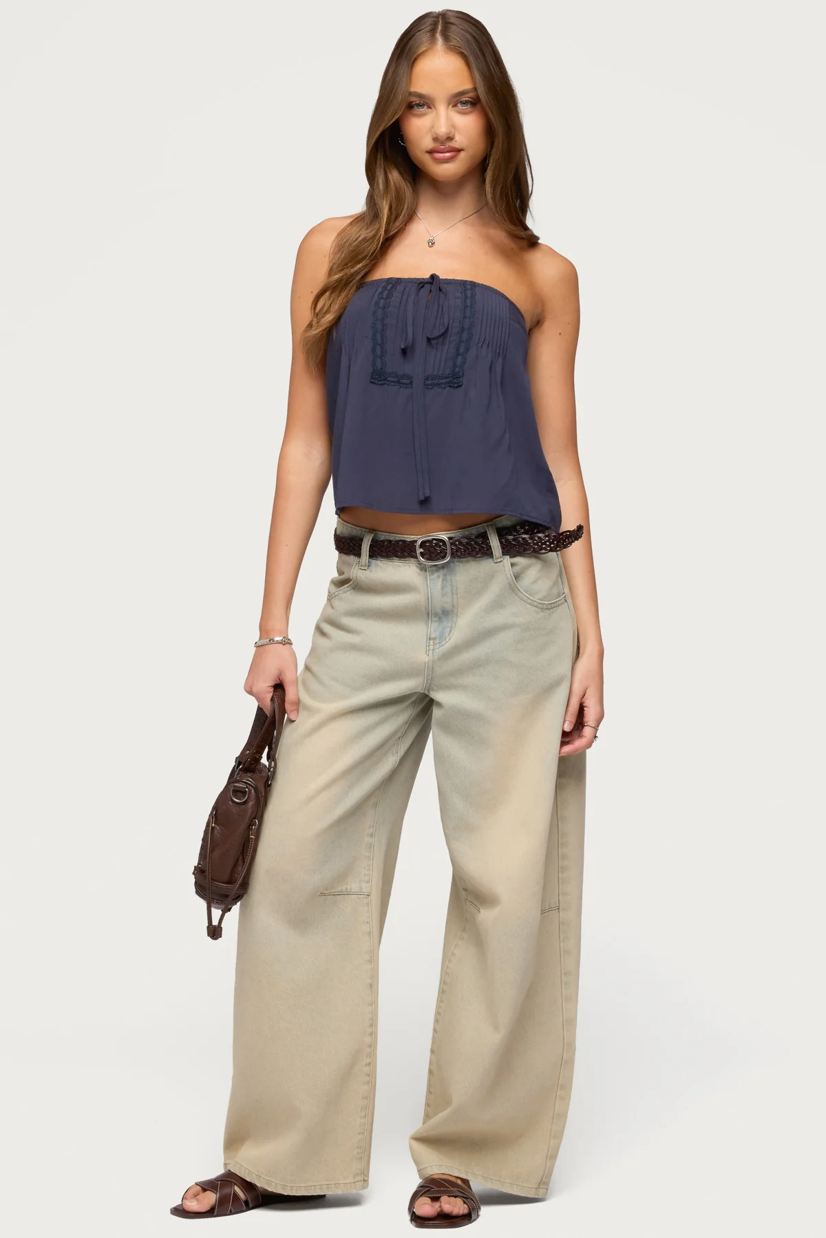 Joycee Tie Front Strapless Top - Image 2