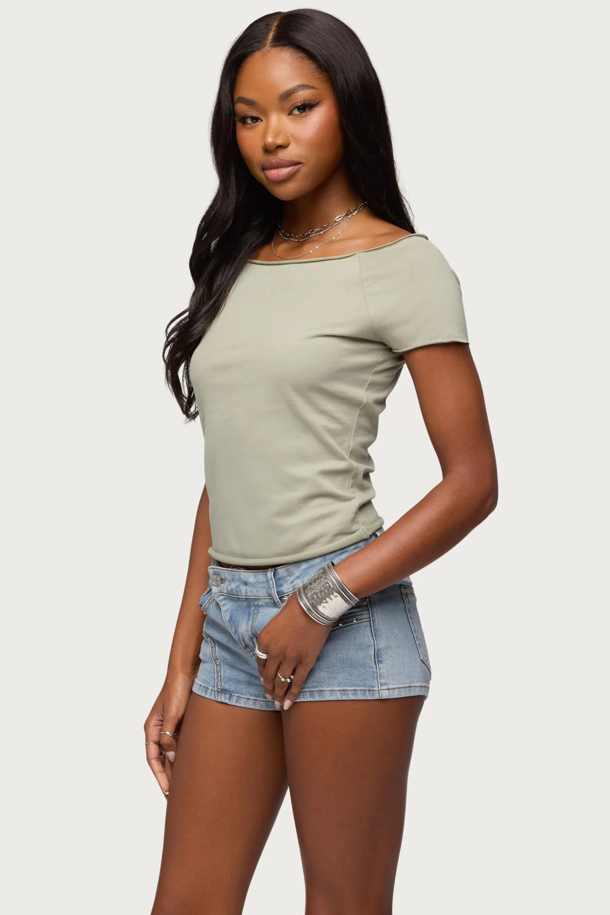 Kamalah Boat Neck Cotton T Shirt - Image 3