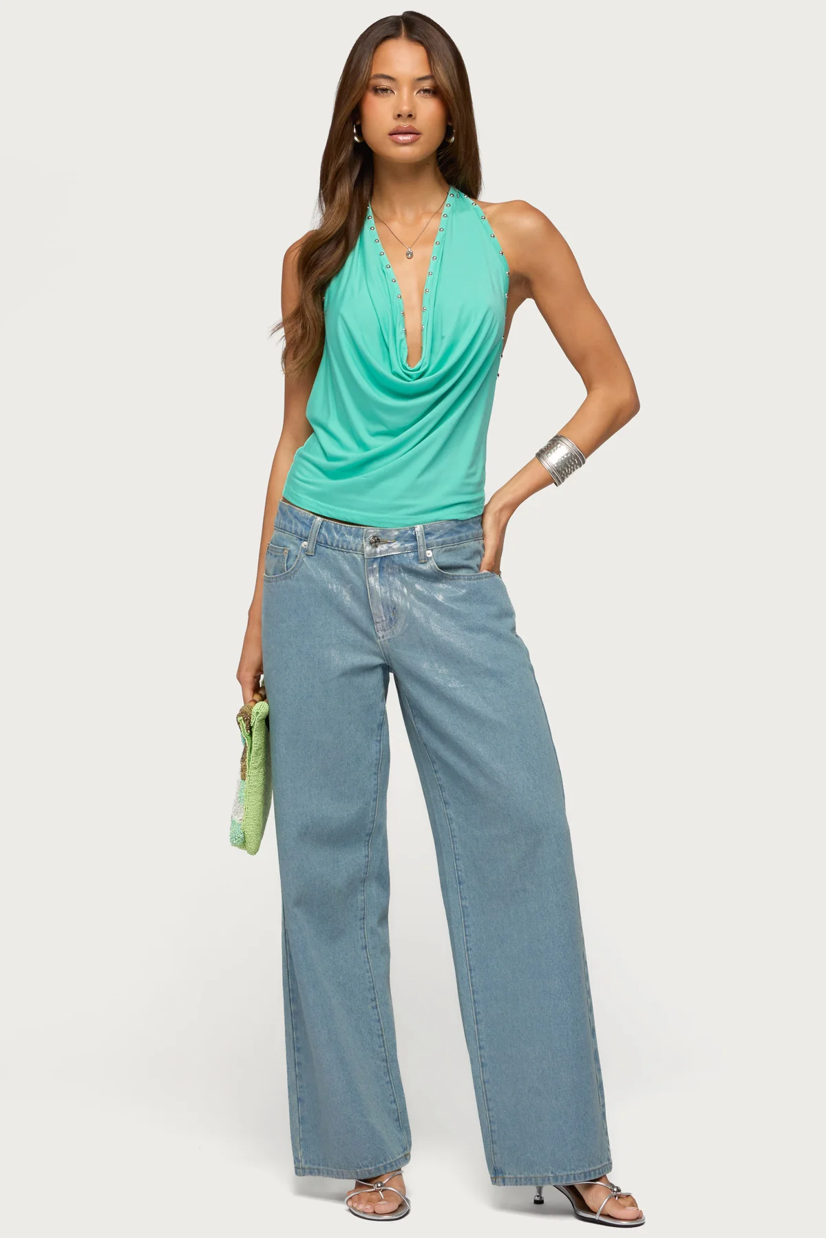Sephie Stud Cowl Neck Halter Top - Image 2